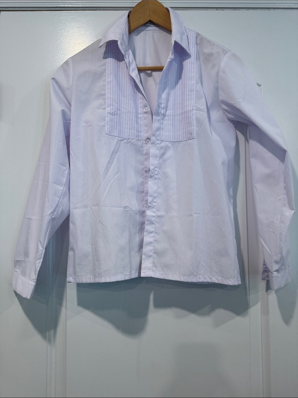 Classic White Pleated Front Button-Up Tuxedo Dress Shirt Size 12 Boys-NEW!